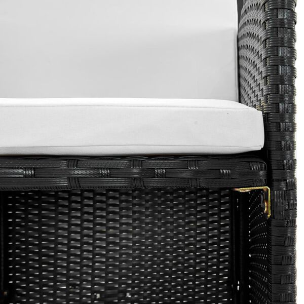 vidaXL 13 pcs conjunto jantar exterior com almofadões vime PE preto