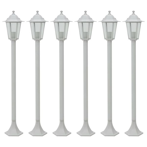 vidaXL Candeeiros de pé para jardim 6 pcs E27 110 cm alumínio branco