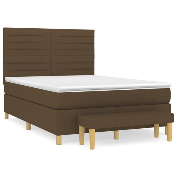 vidaXL Cama com molas/colch&atilde;o 140x190 cm tecido castanho-escuro