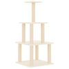 vidaXL &Aacute;rvore p/ gatos c/ postes arranhadores sisal 111 cm cor creme
