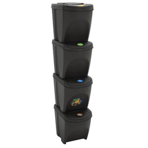 vidaXL Caixotes do lixo empilh&aacute;veis 4 pcs 100 L polipropileno cinzento