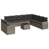 vidaXL 11 pcs conjunto sof&aacute;s de jardim c/ almofad&otilde;es vime PE cinzento