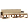 vidaXL Conjunto de Sof&aacute;s para Exterior 5 pcs Natural e Bege Poli&eacute;ster