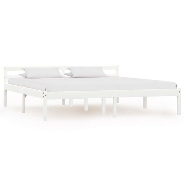 vidaXL Estrutura de cama 180x200 cm pinho maci&ccedil;o branco
