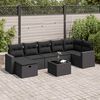 vidaXL 8 pcs conjunto sof&aacute;s de jardim com almofad&otilde;es vime PE preto