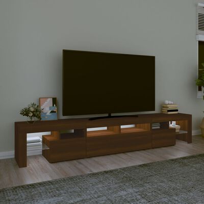vidaXL Móvel de TV com luzes LED 230x36,5x40 cm cor carvalho castanho
