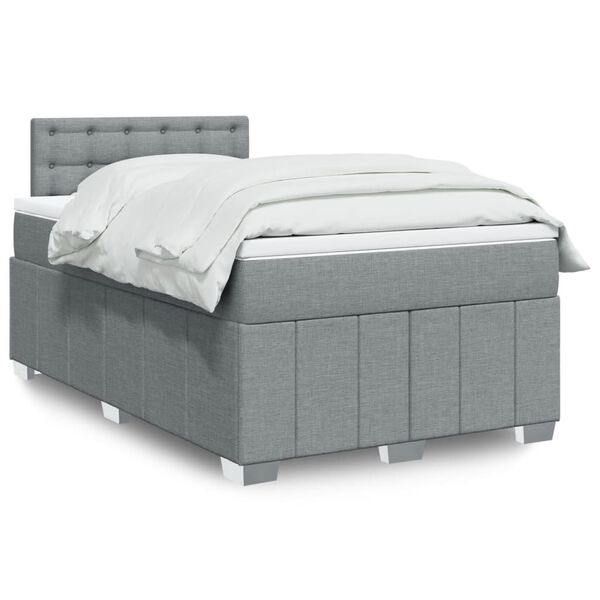 vidaXL Cama boxspring com colch&atilde;o 120x190 cm tecido cinzento-claro