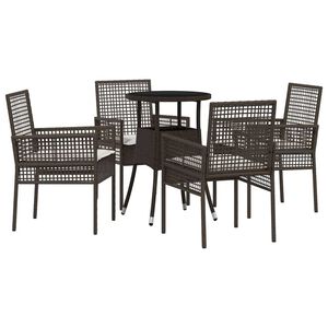 vidaXL Conjunto de Jantar para Jardim 5 pcs Castanho vime PE