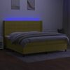vidaXL Cama box spring c/ colch&atilde;o e LED 200x200 cm tecido verde