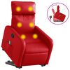vidaXL Poltrona massagens reclin&aacute;vel elevat&oacute;ria couro artif. vermelho