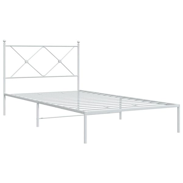 vidaXL Estrutura de cama com cabeceira 100x190 cm metal branco