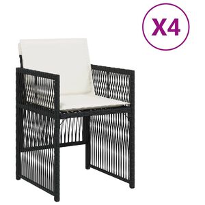 vidaXL Cadeiras de jardim com almofad&otilde;es 4 pcs vime PE preto