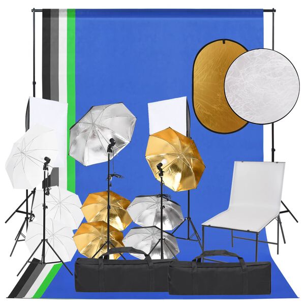 vidaXL Kit est&uacute;dio fotogr&aacute;fico c/ conj. de ilumina&ccedil;&atilde;o/mesa/refletor