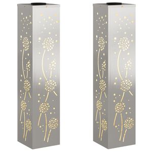 vidaXL Luz Solar LED de Caminho 2 unid. Branco quente 18 x 18 x 80 cm