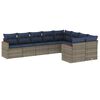 vidaXL Conjunto de sof&aacute; de jardim de 9 pe&ccedil;as com almofadas em rattan sint&eacute;tico cinza