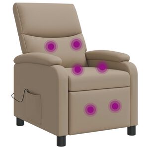 vidaXL Recliner de Massagem Cappuccino Couro Sint&eacute;tico