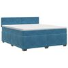 vidaXL Cama box spring com colch&atilde;o Azul Escuro 140 x 200 cm Veludo