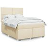 vidaXL Cama com molas/colch&atilde;o 140x190 cm tecido cor creme