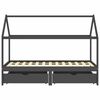 vidaXL Cama p/ crian&ccedil;as c/ gavetas 90x200 cm pinho maci&ccedil;o cinza-escuro