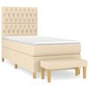 vidaXL Cama com molas/colch&atilde;o 90x190 cm tecido cor creme