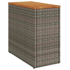 vidaXL Mesa apoio jardim c/ tampo madeira 58x27,5x55 cm vime PE cinza