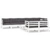 vidaXL 9 pcs conj. lounge de jardim c/ almofad&otilde;es pinho maci&ccedil;o branco