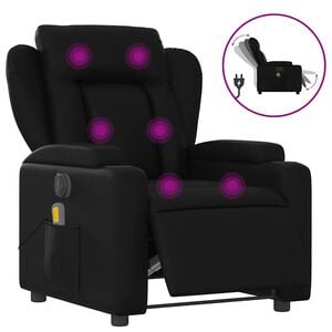 vidaXL Poltrona massagens reclin&aacute;vel el&eacute;trica couro artificial preto