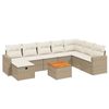 vidaXL 9 pcs conjunto de sof&aacute;s p/ jardim com almofad&otilde;es vime PE bege