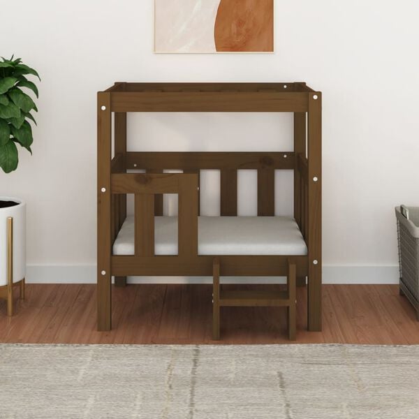 vidaXL Cama para c&atilde;es 65,5x50,5x70 cm pinho maci&ccedil;o castanho mel