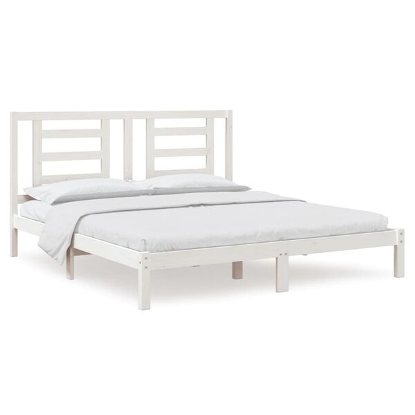 vidaXL Estrutura de cama super king pinho maci&ccedil;o 180x200 cm branco