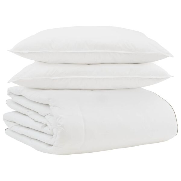 vidaXL Edredom de Inverno com travesseiro 3 pcs Branco Pena de ganso