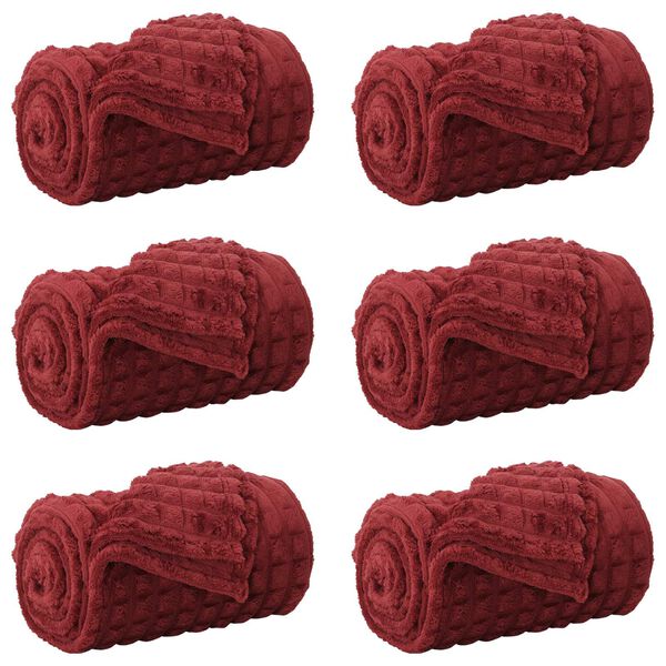 vidaXL Cobertores de Sof&aacute; 6 pcs Vermelho Bordeaux 150 x 130 cm L&atilde;