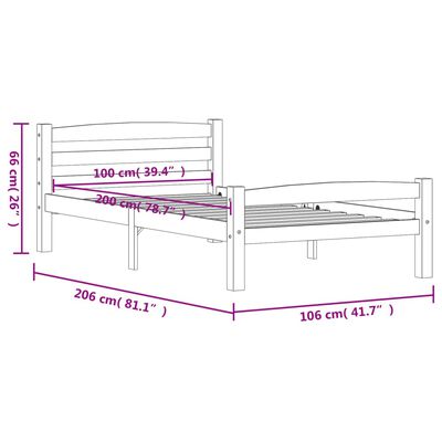 vidaXL Estrutura de cama 90x200 cm pinho maciço