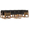vidaXL Conjunto de Sof&aacute;s para Exterior 8 pcs Natural e Preto