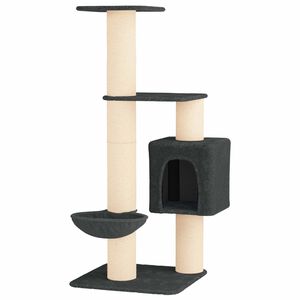 vidaXL &Aacute;rvore para gatos com postes de sisal Cinzento-Escuro 137 cm