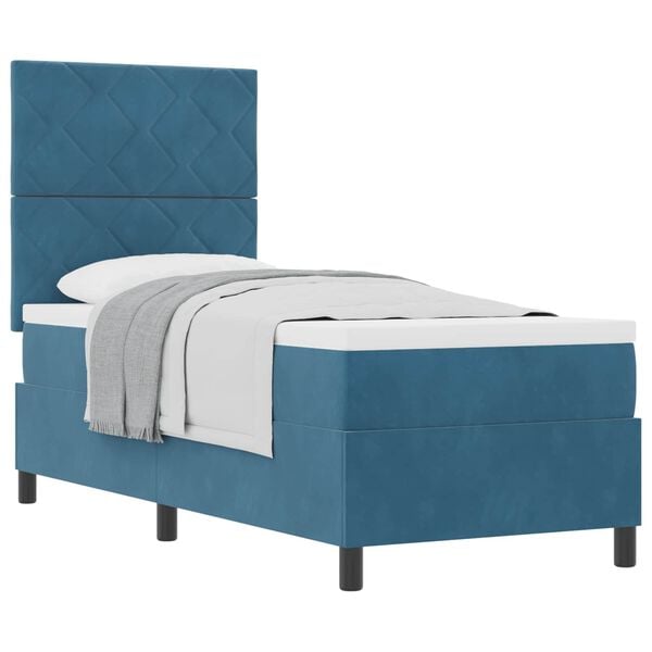 vidaXL Cama Box com colch&atilde;o Azul Escuro 80 x 200 cm tecido