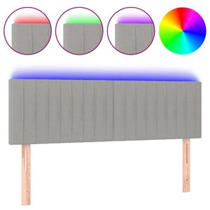 vidaXL Cabeceira de cama c/ luzes LED tecido 144x5x78/88cm cinza-claro