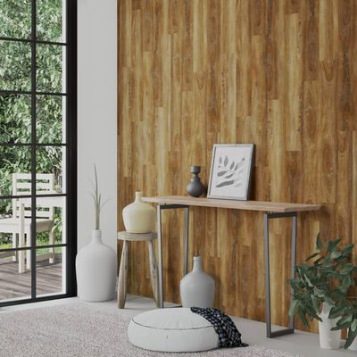 vidaXL Painel de parede c/ aspeto de madeira 2,06 m² PVC castanho