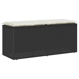 vidaXL Banco de jardim com almofad&atilde;o 110x40x44 cm vime PE preto