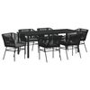 vidaXL Conjunto de Jantar para Jardim 7 pcs Preto A&ccedil;o revestido a p&oacute;