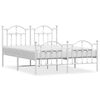 vidaXL Estrutura de cama com cabeceira e p&eacute;s 150x200 cm metal branco