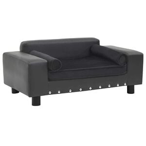 vidaXL Sof&aacute; p/ c&atilde;es 81x43x31cm pel&uacute;cia e couro artificial cinza-escuro