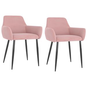 vidaXL Cadeiras de jantar 2 pcs veludo rosa