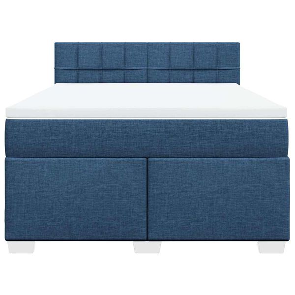 vidaXL Cama com molas/colch&atilde;o 140x190 cm tecido azul