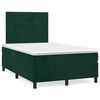 vidaXL Cama box spring com colch&atilde;o e luzes LED veludo verde-escuro