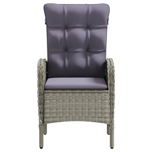 vidaXL 3 pcs conj. de jantar para jardim c/ almofad&otilde;es cinzento/preto