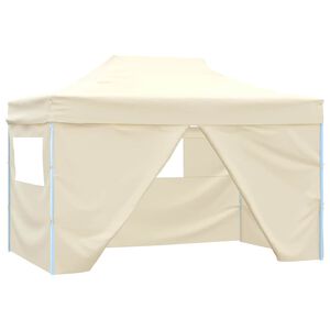 vidaXL Tenda pop-up dobr&aacute;vel com 4 paredes laterais 3x4,5 m branco nata
