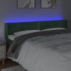 vidaXL Cabeceira cama c/ luzes LED veludo 163x16x78/88 cm verde-escuro