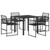 vidaXL Conjunto de Jantar para Jardim 5 pcs Preto vime PE