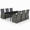 vidaXL 7 pcs conjunto de jantar para jardim com almofad&otilde;es cinza